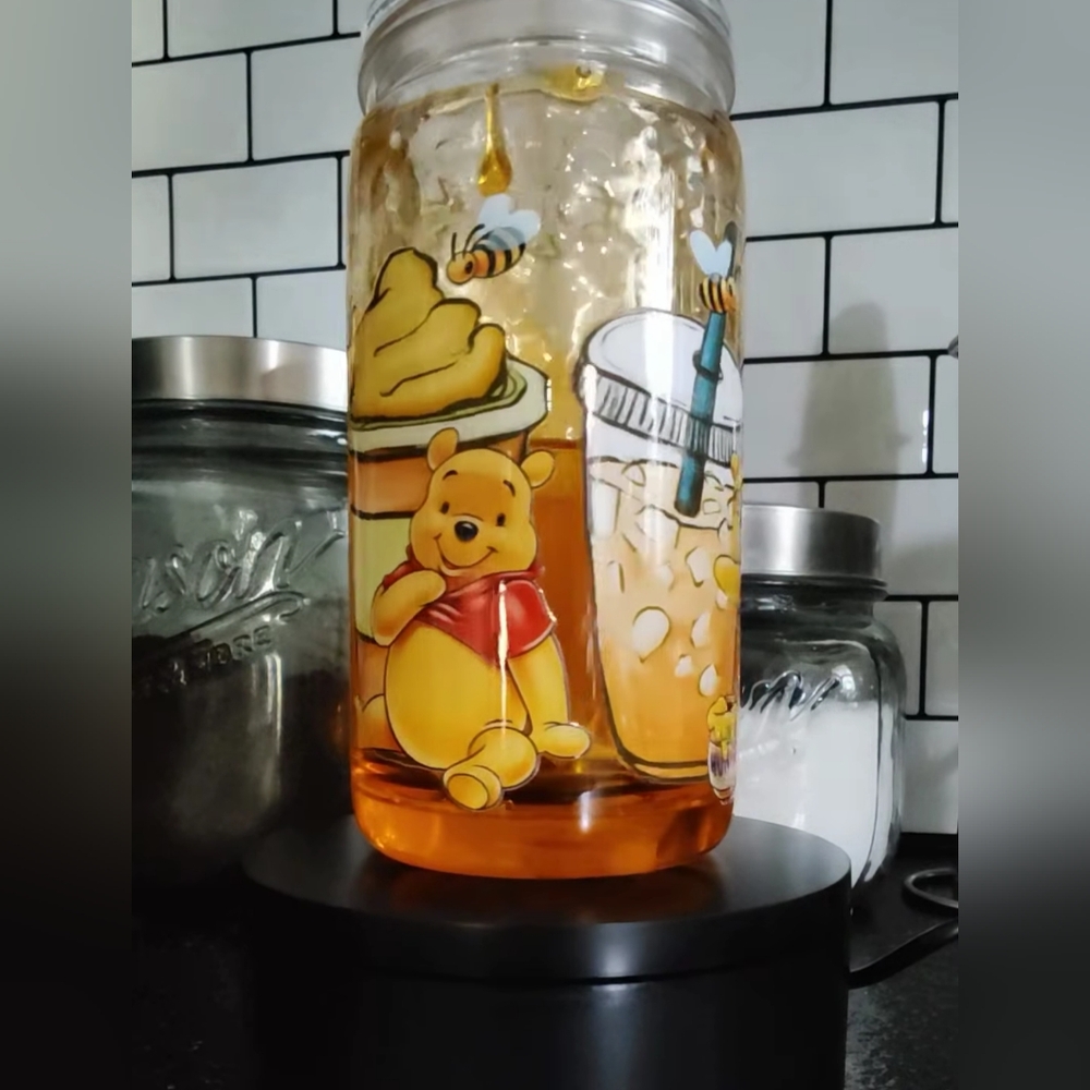 Winnie the Pooh Honey Jar with Straw